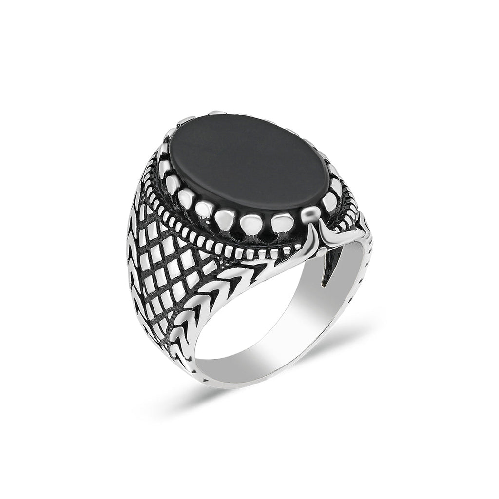 Siyah Onix Taşlı Yüzük - 925 GÜMÜŞ
