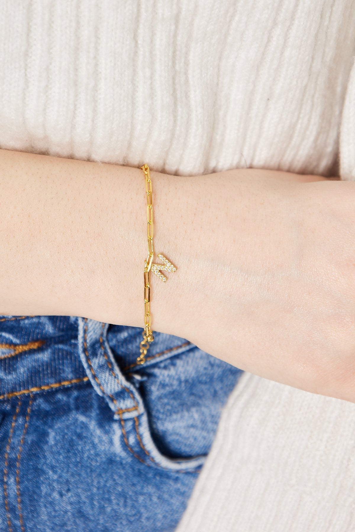 Harfli Ataç Zincir Bileklik - 925 GÜMÜŞ