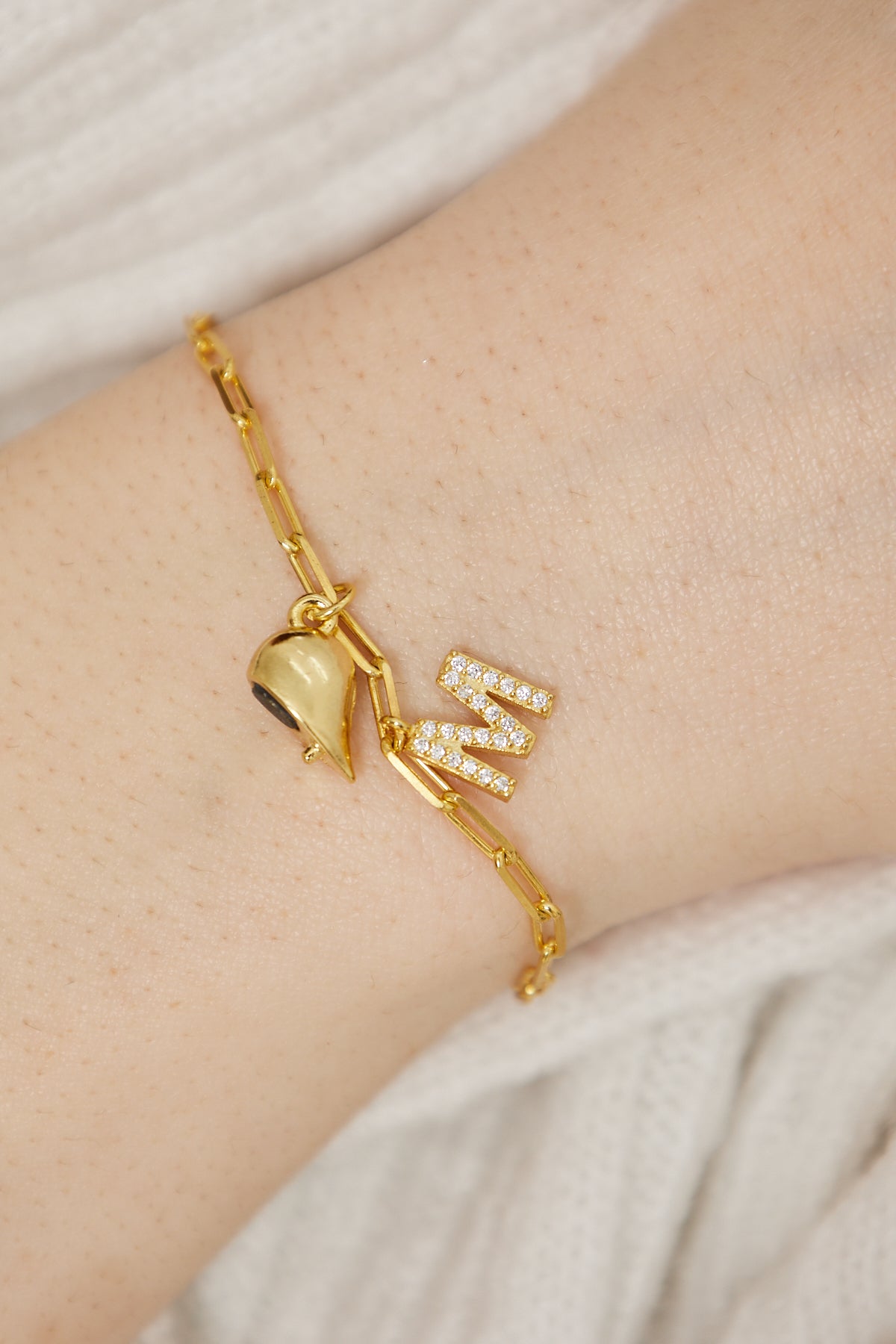 Mıknatıslı Kalp Harfli Çift Bilekliği - 925 GÜMÜŞ