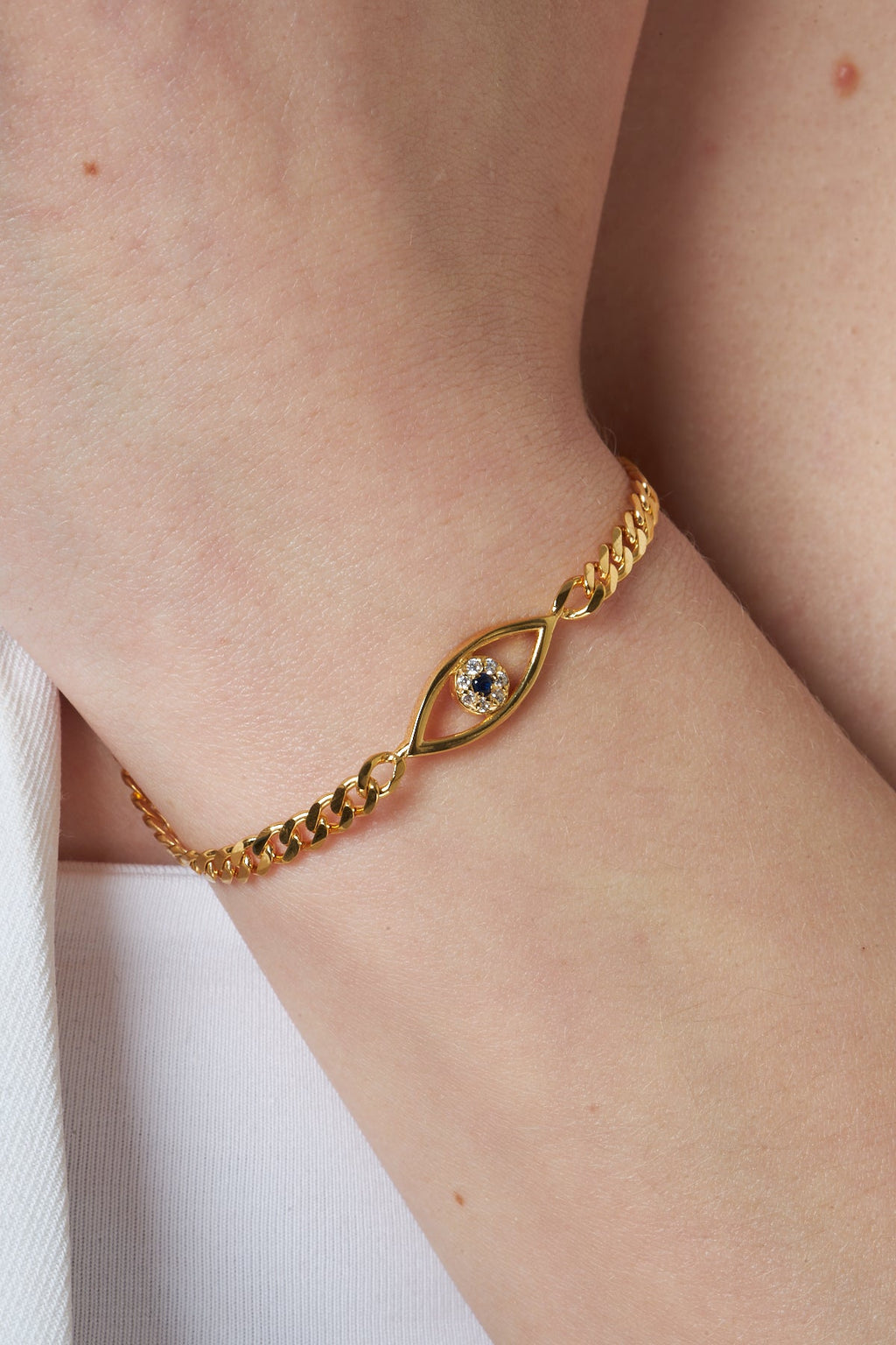 Gözlü Zincir Bileklik - 925 GÜMÜŞ