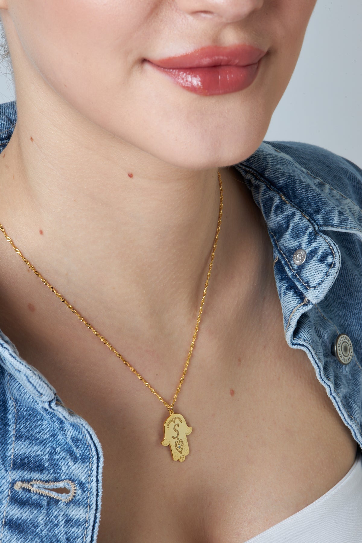 Harfli Fatma Ana Eli Kolye - 925 GÜMÜŞ