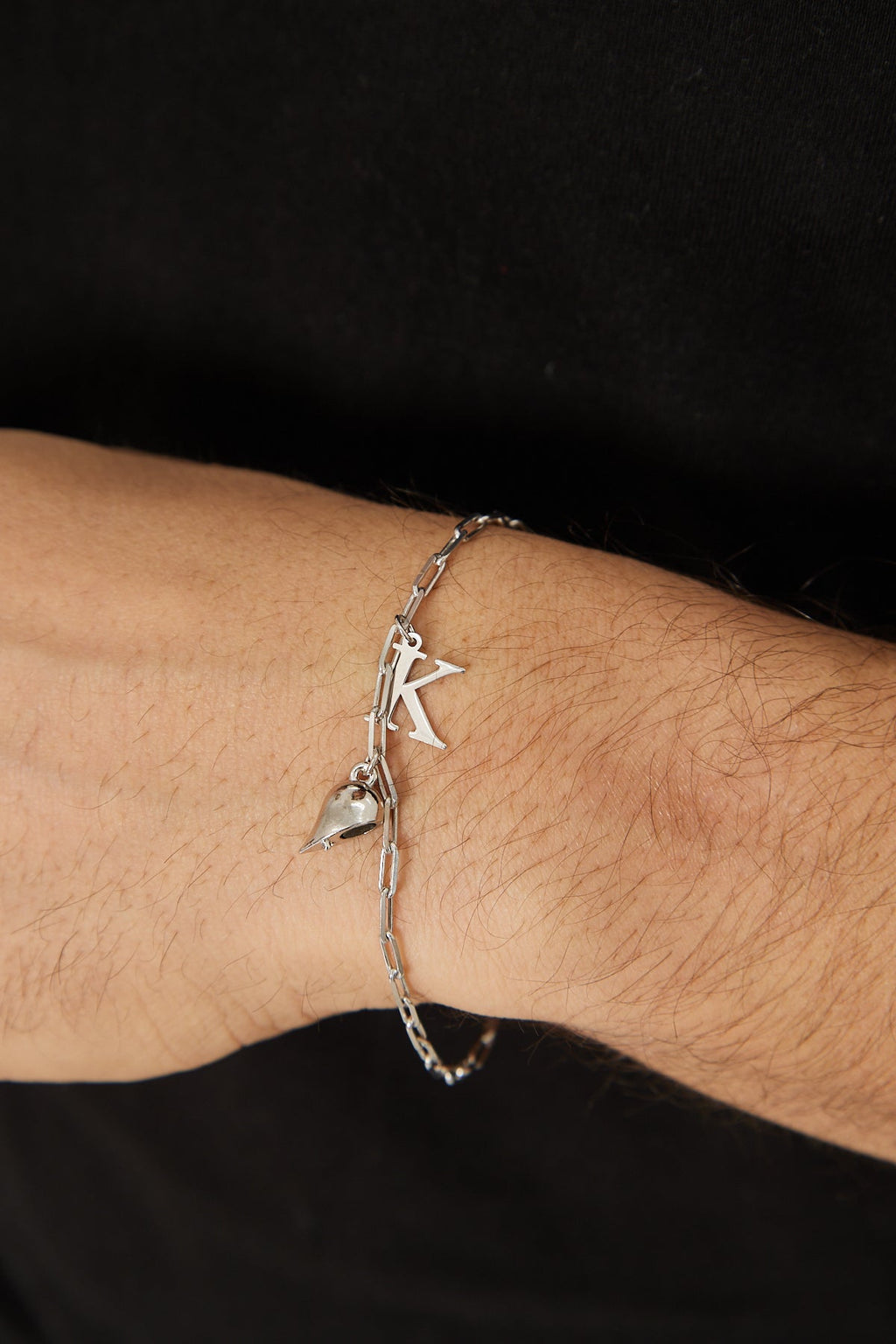 Mıknatıslı Kalp Harfli Çift Bilekliği - 925 GÜMÜŞ