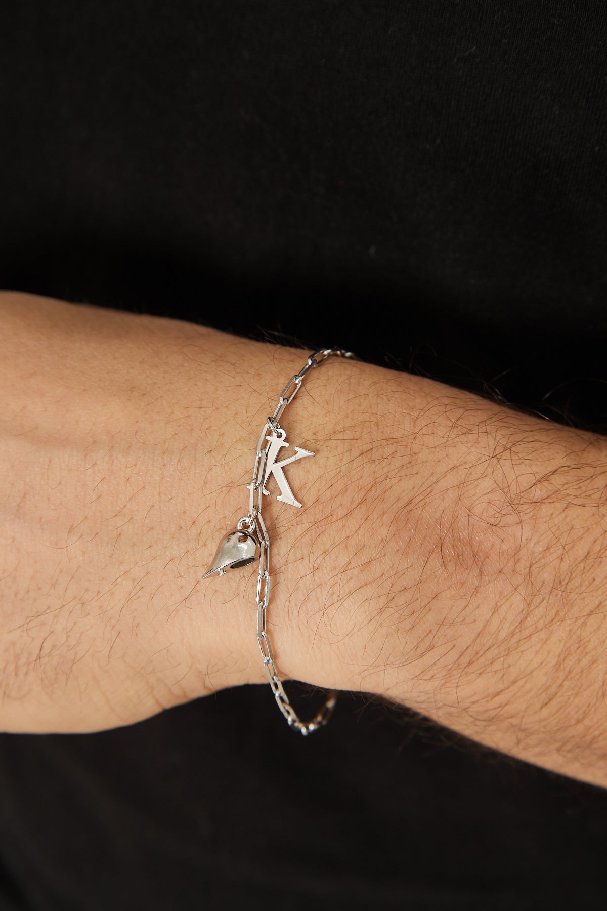 Mıknatıslı Kalp Harfli Çift Bilekliği - 925 GÜMÜŞ