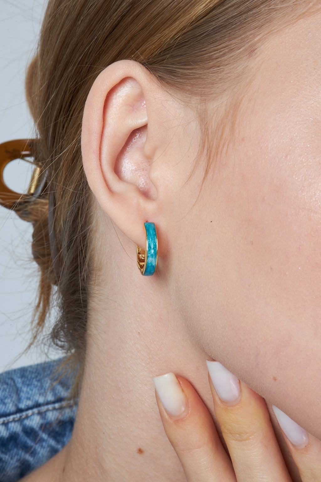 Çemberli Mavi Halka Küpe - 925 GÜMÜŞ