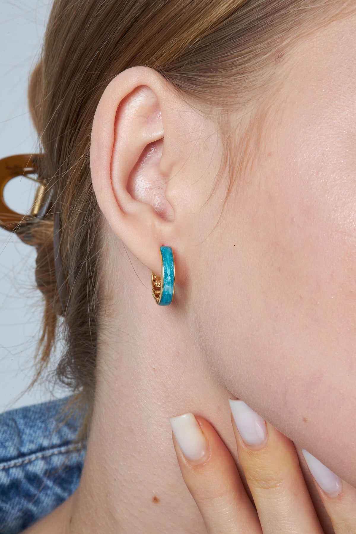 Çemberli Mavi Halka Küpe - 925 GÜMÜŞ