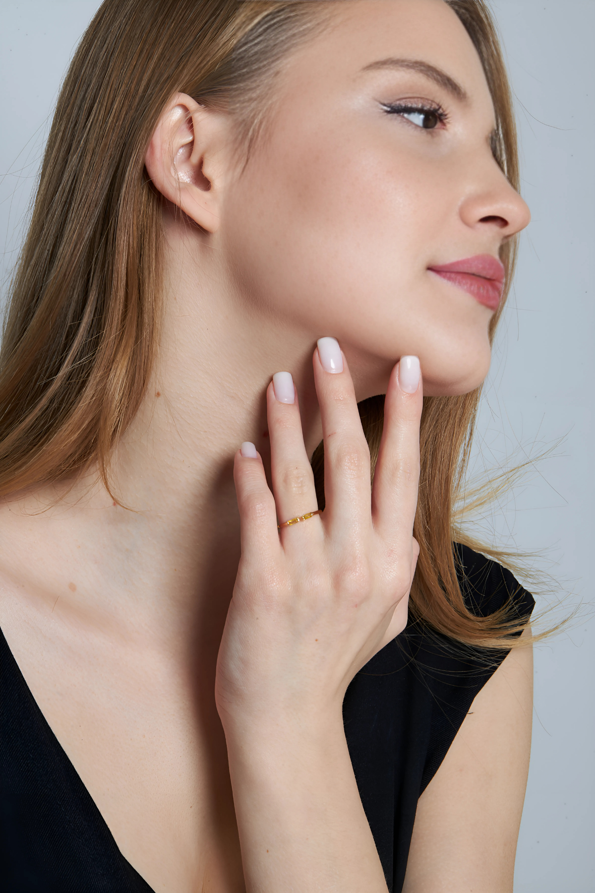 Renkli Taşlı Baget Yüzük - 925 GÜMÜŞ