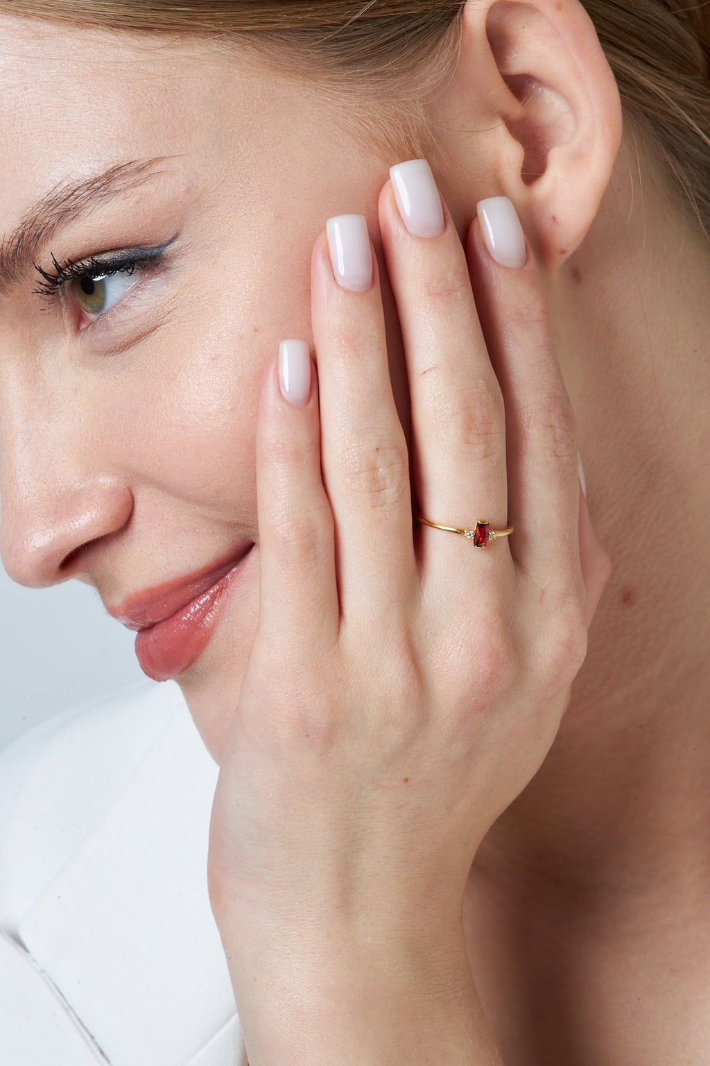 Renkli Tektaşlı Baget Yüzük - 925 GÜMÜŞ