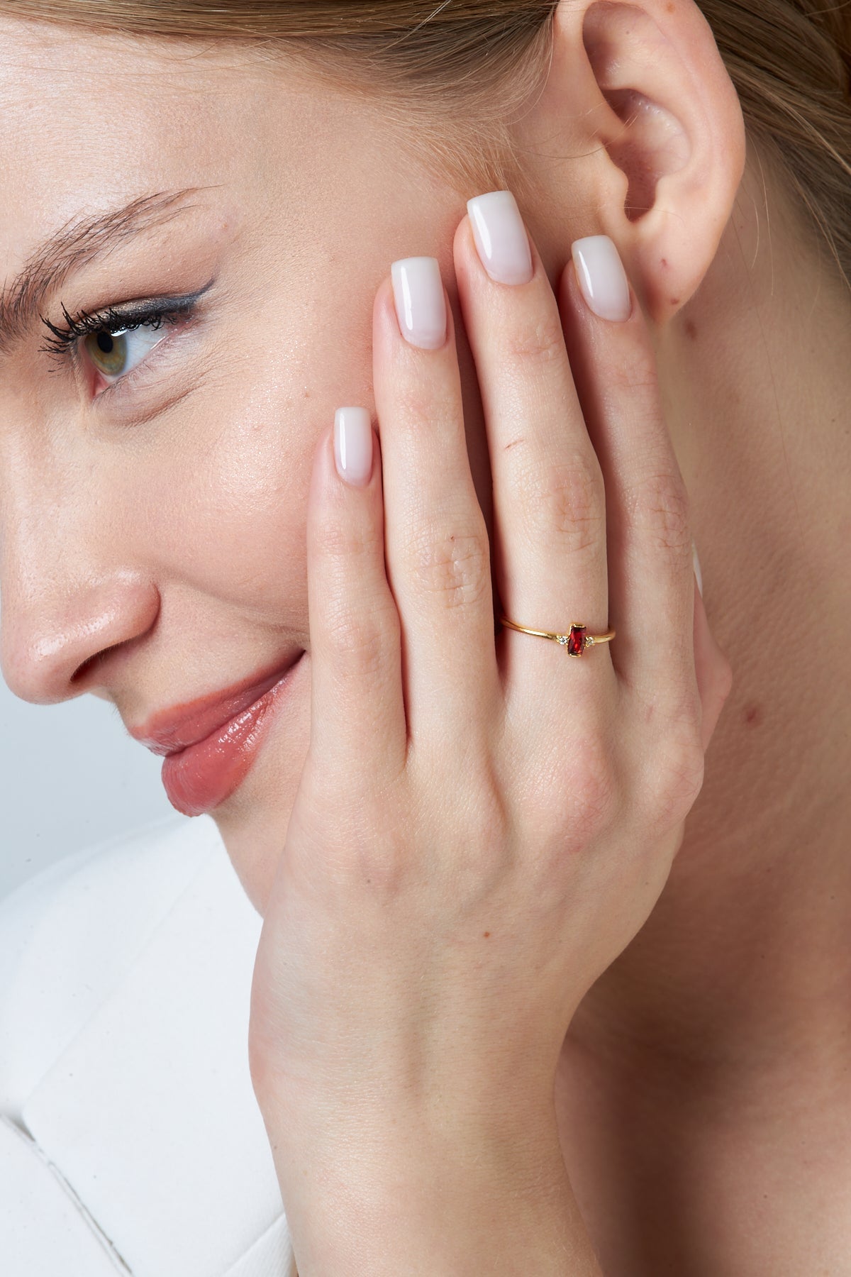 Renkli Tektaşlı Baget Yüzük - 925 GÜMÜŞ