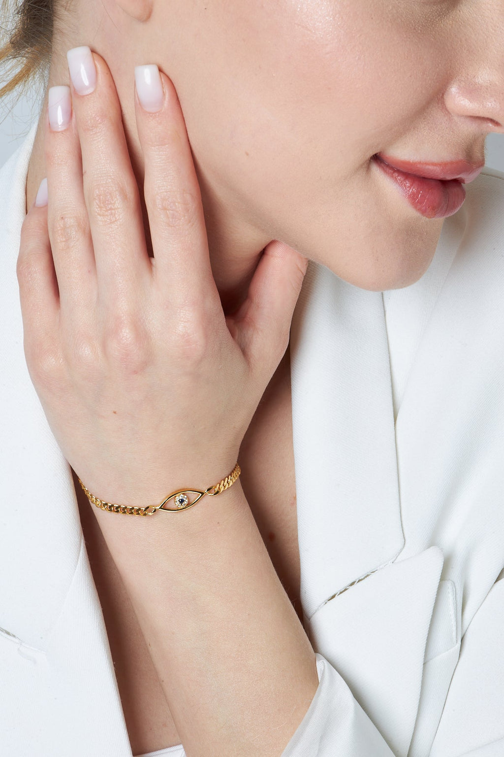 Gözlü Zincir Bileklik - 925 GÜMÜŞ