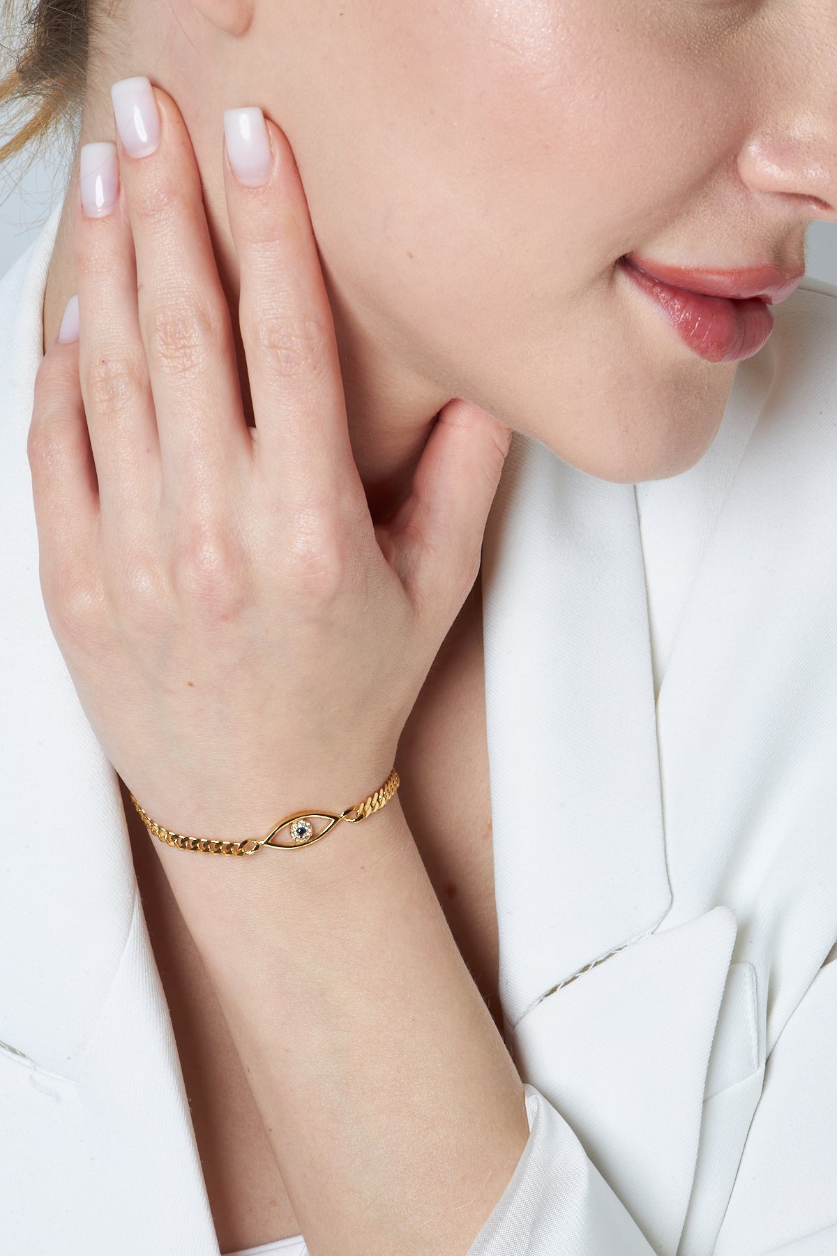 Gözlü Zincir Bileklik - 925 GÜMÜŞ