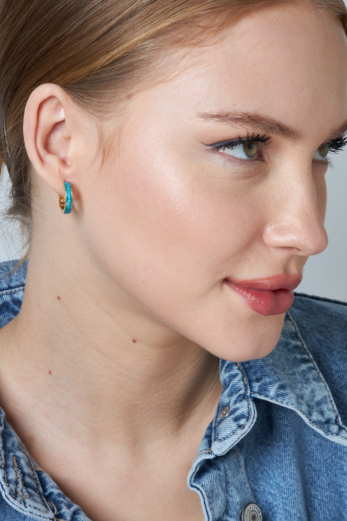 Çemberli Mavi Halka Küpe - 925 GÜMÜŞ