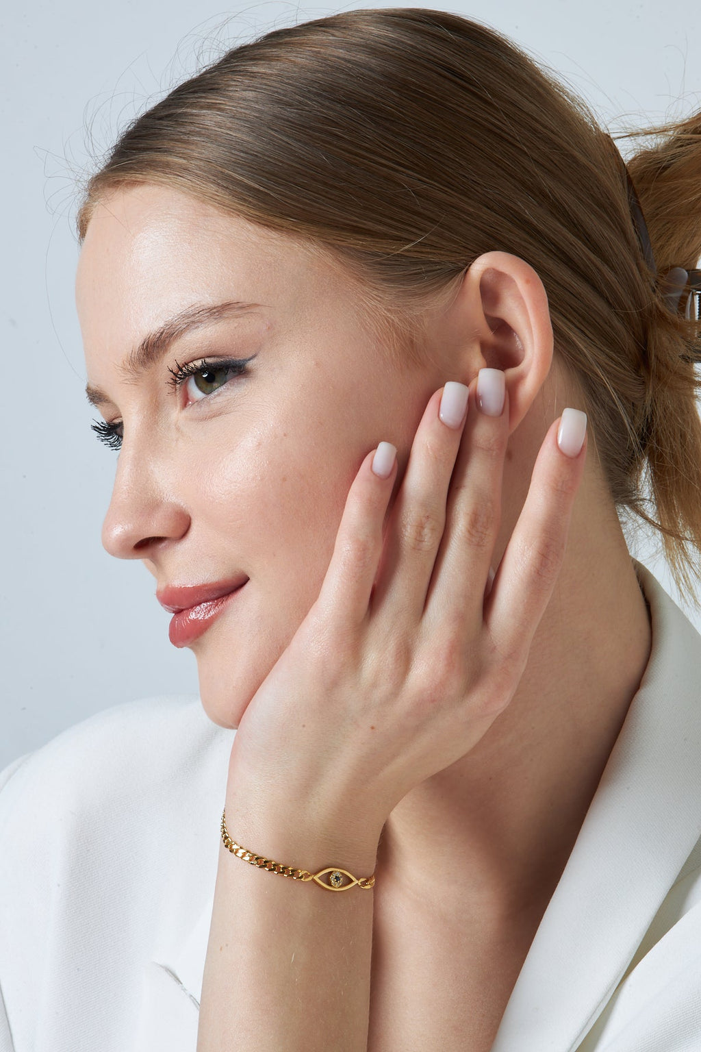 Gözlü Zincir Bileklik - 925 GÜMÜŞ