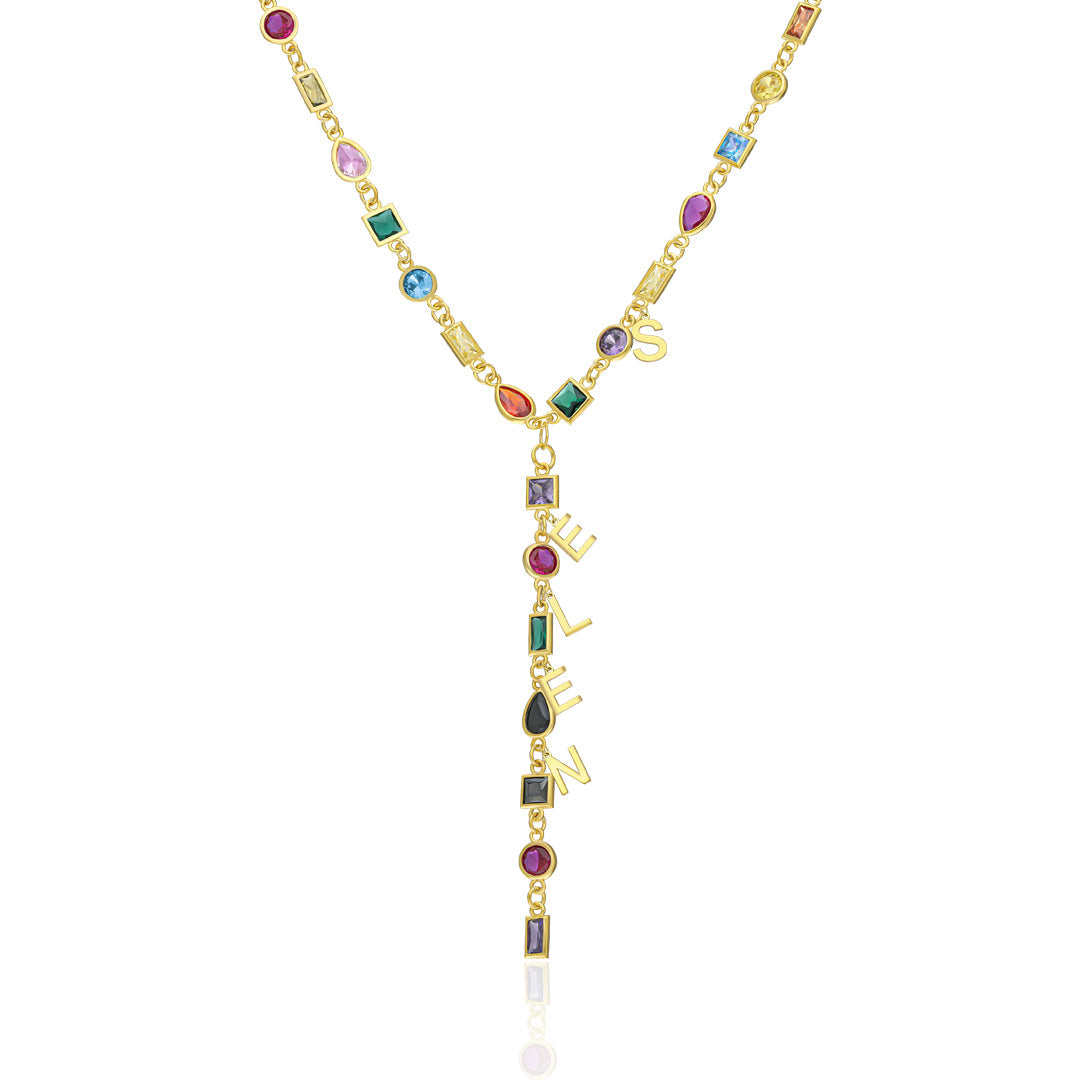 Sade İsimli Gökkuşağı Y kolye - 925 GÜMÜŞ