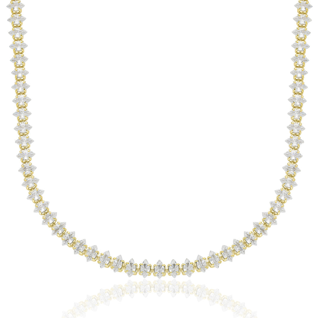 Damla Taşlı Zikzak Su Yolu Kolye - 925 GÜMÜŞ