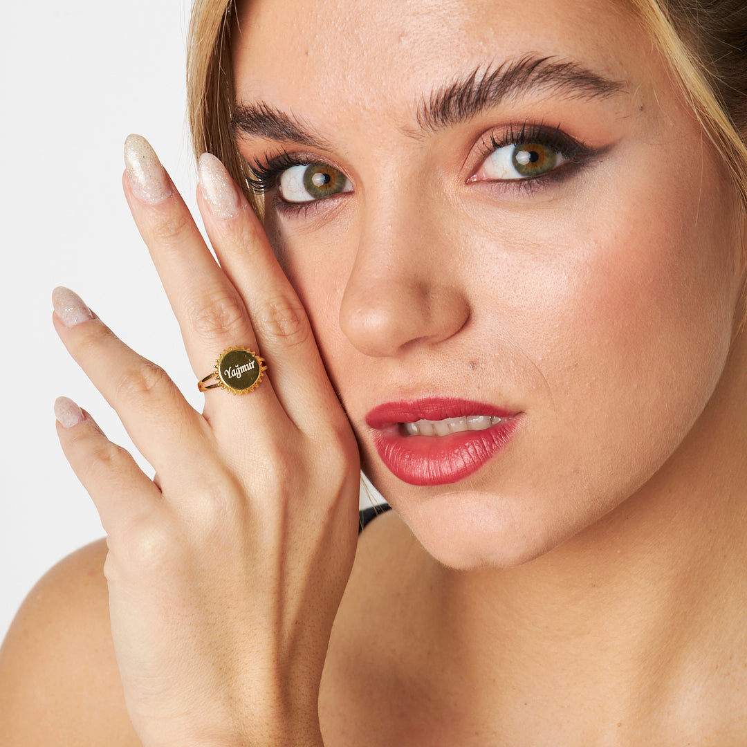 İsim Yazılı Taşsız Yüzük - 925 GÜMÜŞ