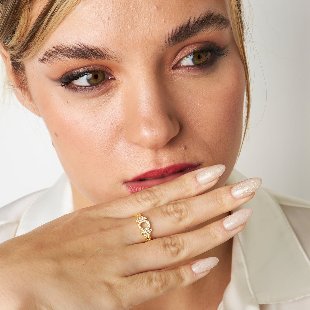 Taşlı Yuvarlak Yüzük - 925 GÜMÜŞ