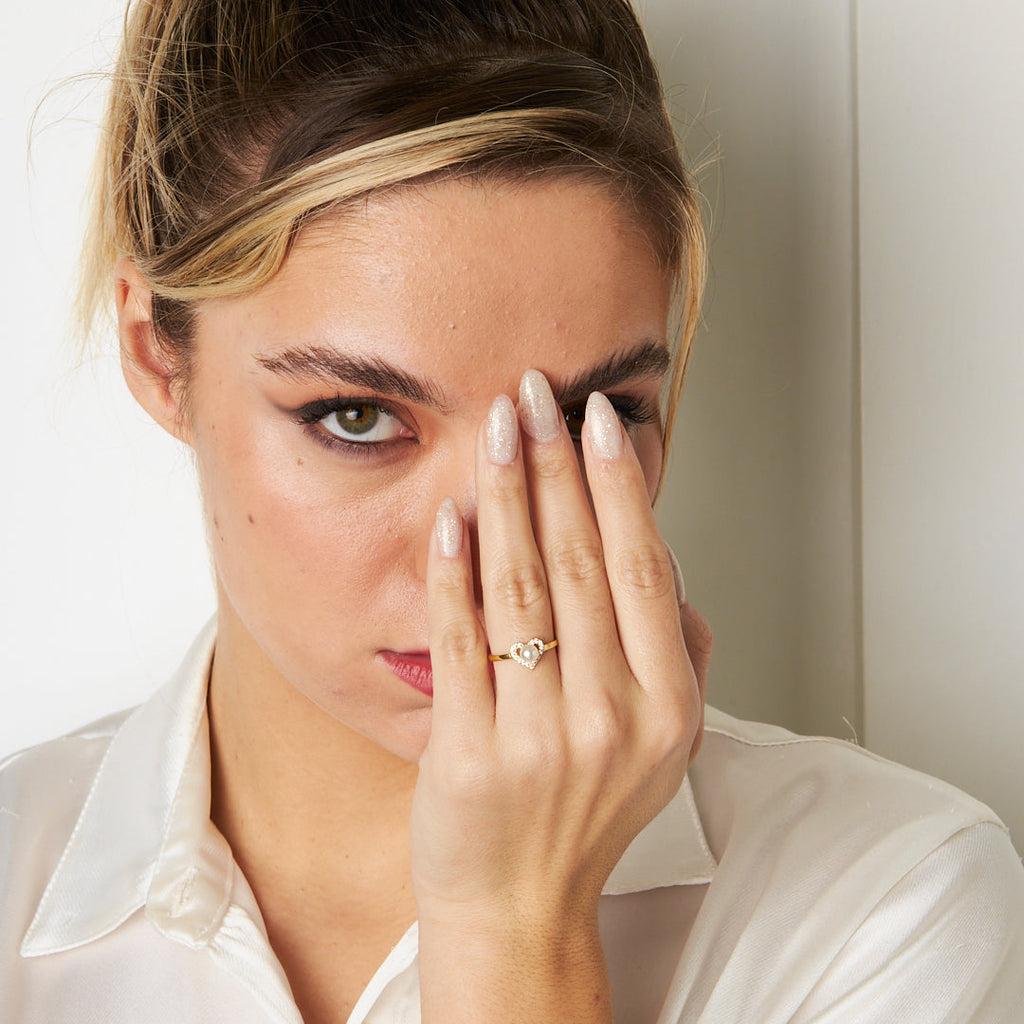 Kalpli İnci Yüzük - 925 GÜMÜŞ