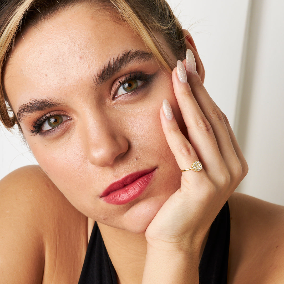 Kalpli Çiçek Modeli Yüzük - 925 GÜMÜŞ