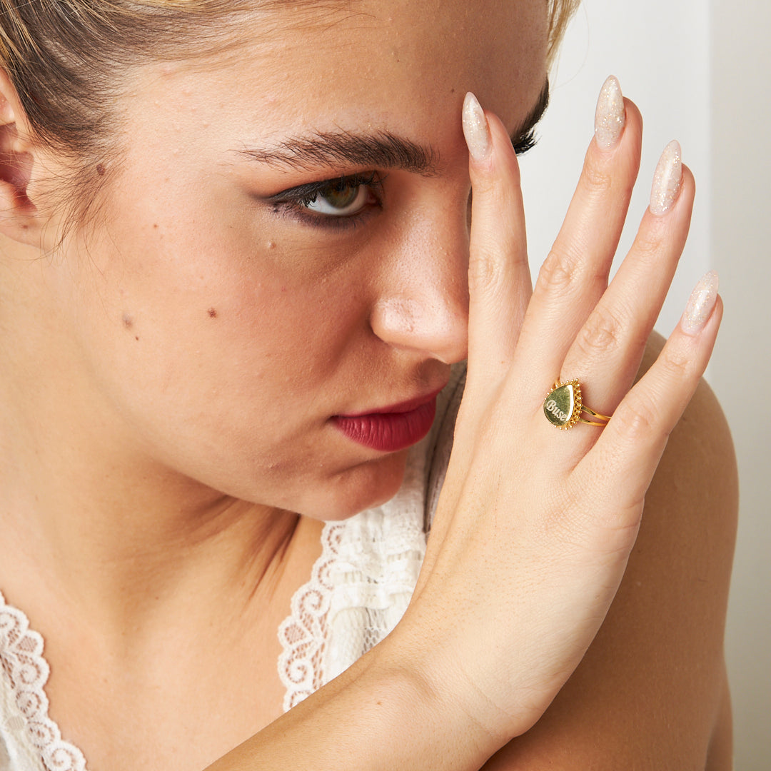 İsim Yazılı Taşsız Gözyaşı Yüzük - 925 GÜMÜŞ