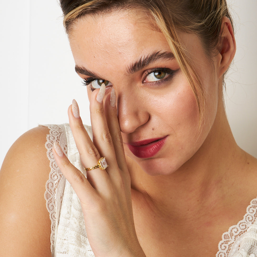 Kare Baget Taşlı Yüzük - 925 GÜMÜŞ