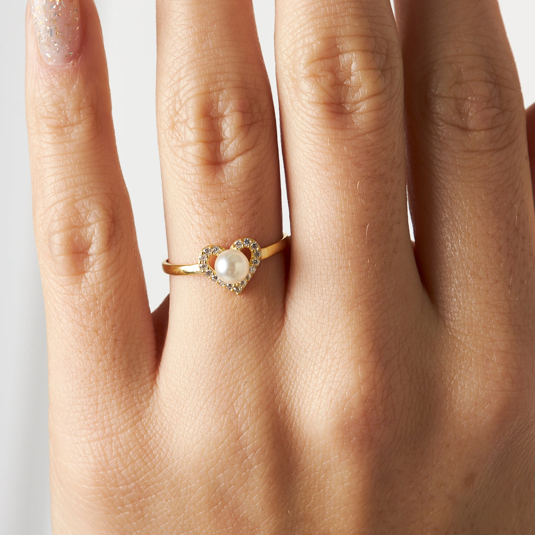 Kalpli İnci Yüzük - 925 GÜMÜŞ