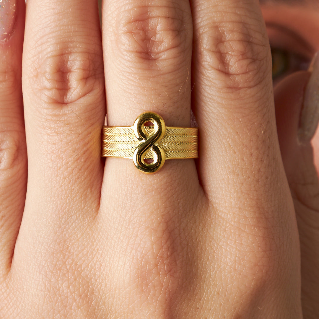 Sonsuzluk Detaylı Hasır Yüzük - 925 GÜMÜŞ