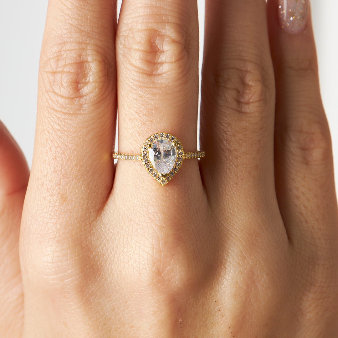 Baget Gözyaşı Taşlı Yüzük - 925 GÜMÜŞ