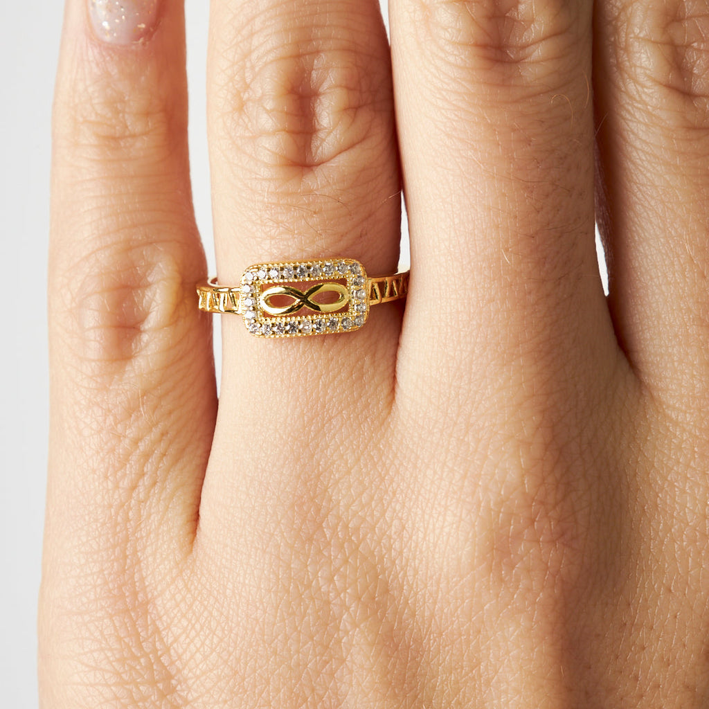 Detaylı Taşlı Sonsuzluk Yüzük - 925 GÜMÜŞ