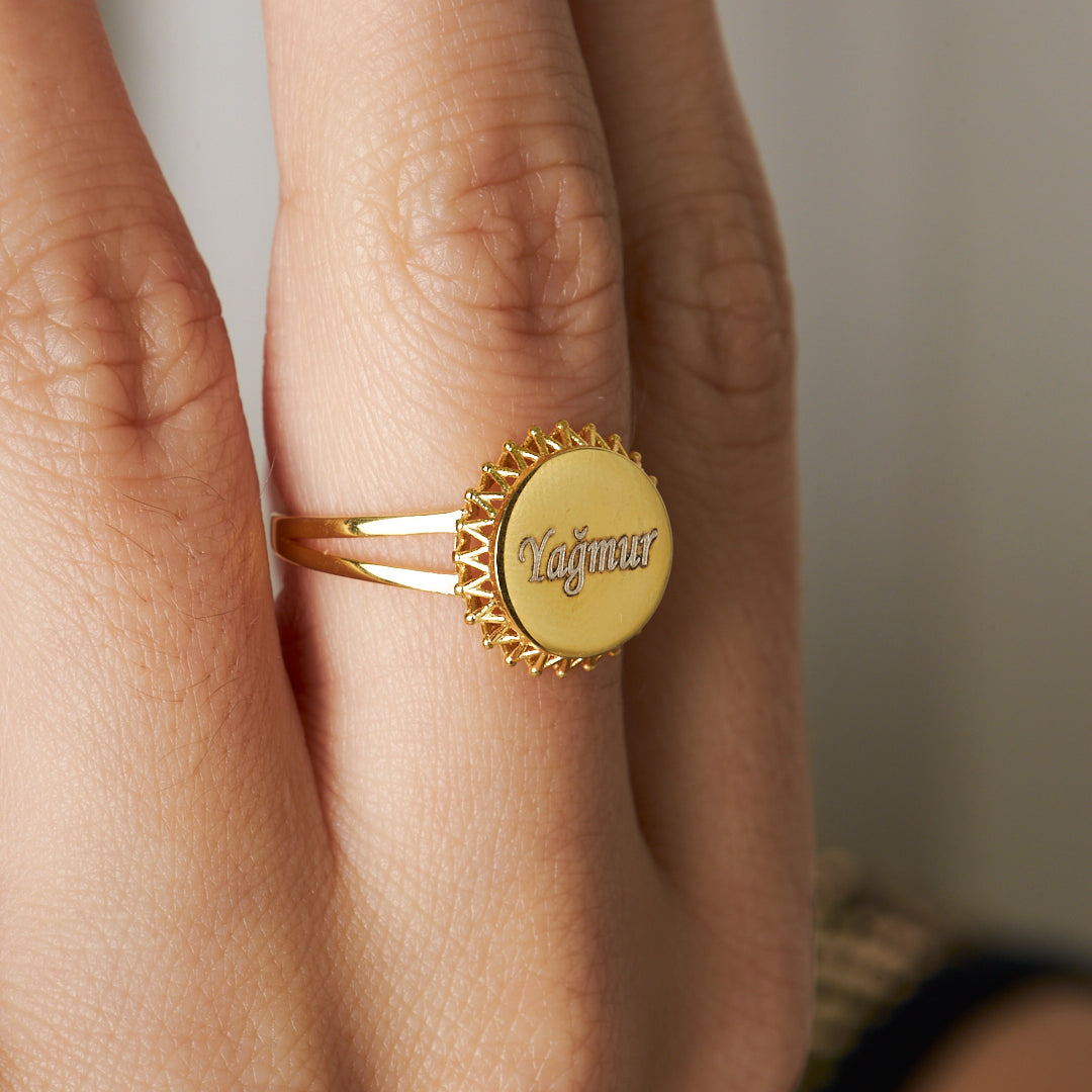 İsim Yazılı Taşsız Yüzük - 925 GÜMÜŞ