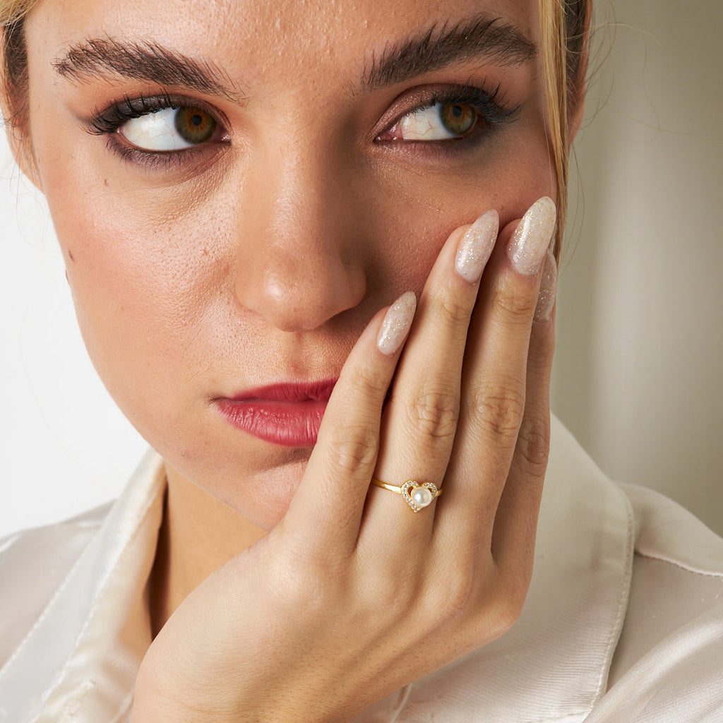 Kalpli İnci Yüzük - 925 GÜMÜŞ