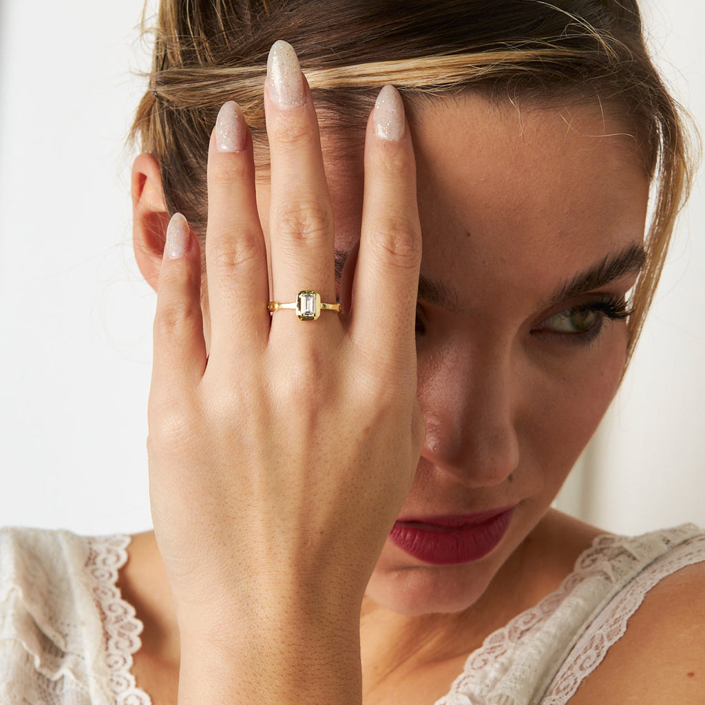 Baget Taşlı Tek Taş Yüzük - 925 GÜMÜŞ