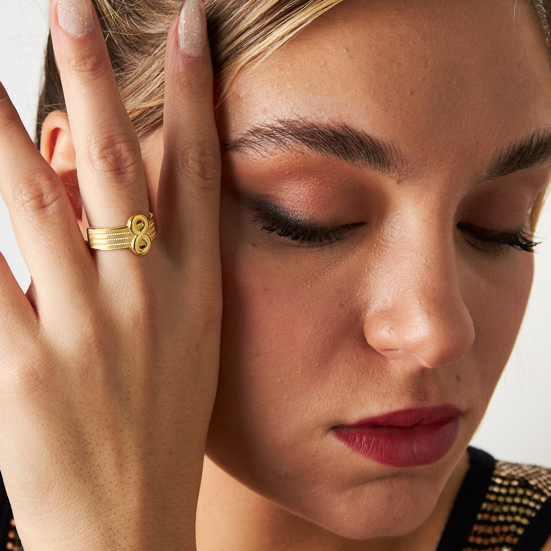 Sonsuzluk Detaylı Hasır Yüzük - 925 GÜMÜŞ