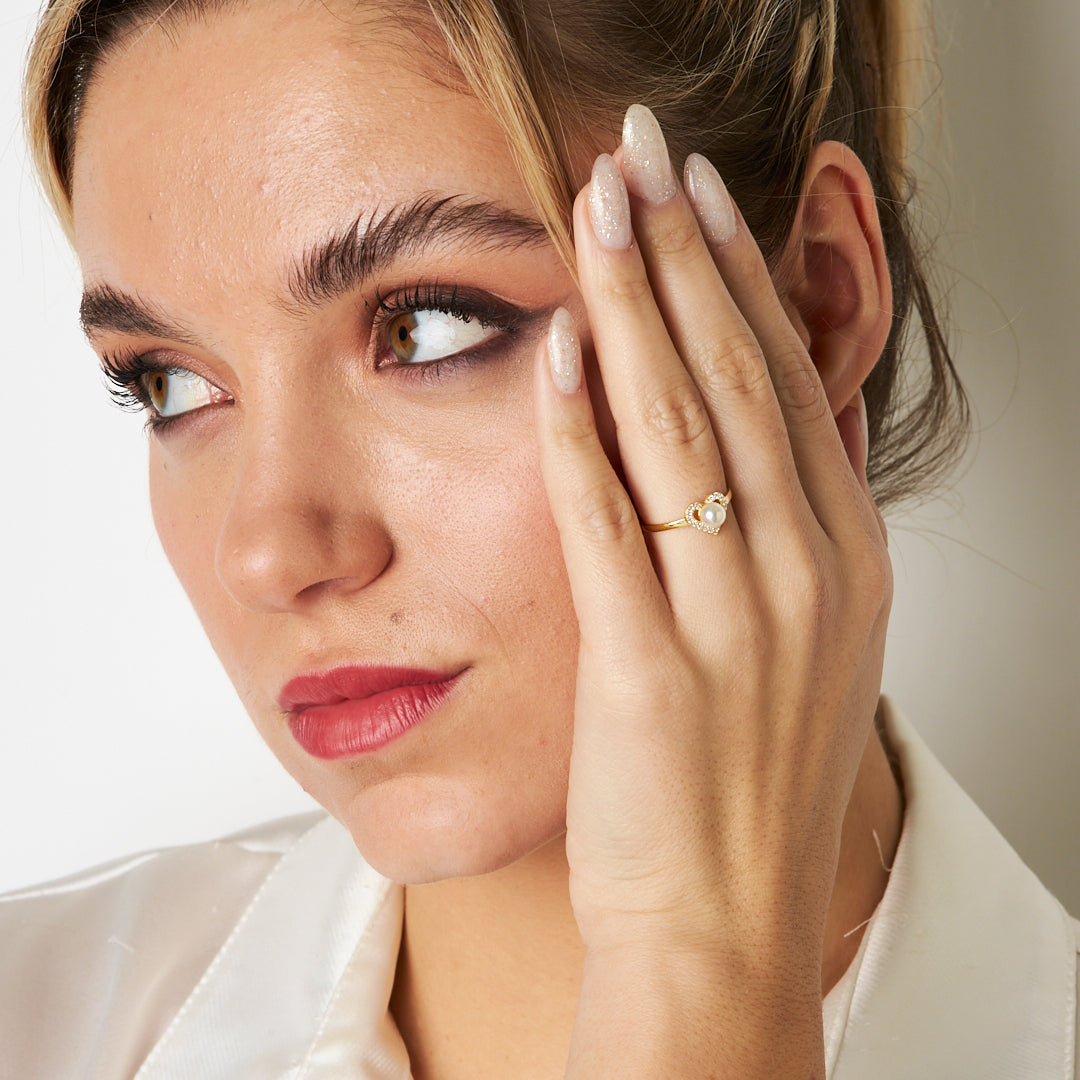 Kalpli İnci Yüzük - 925 GÜMÜŞ