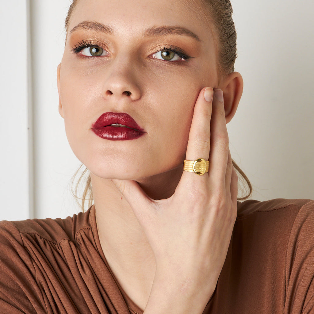 Beş Sıra Oval Örgülü Yüzük - 925 GÜMÜŞ