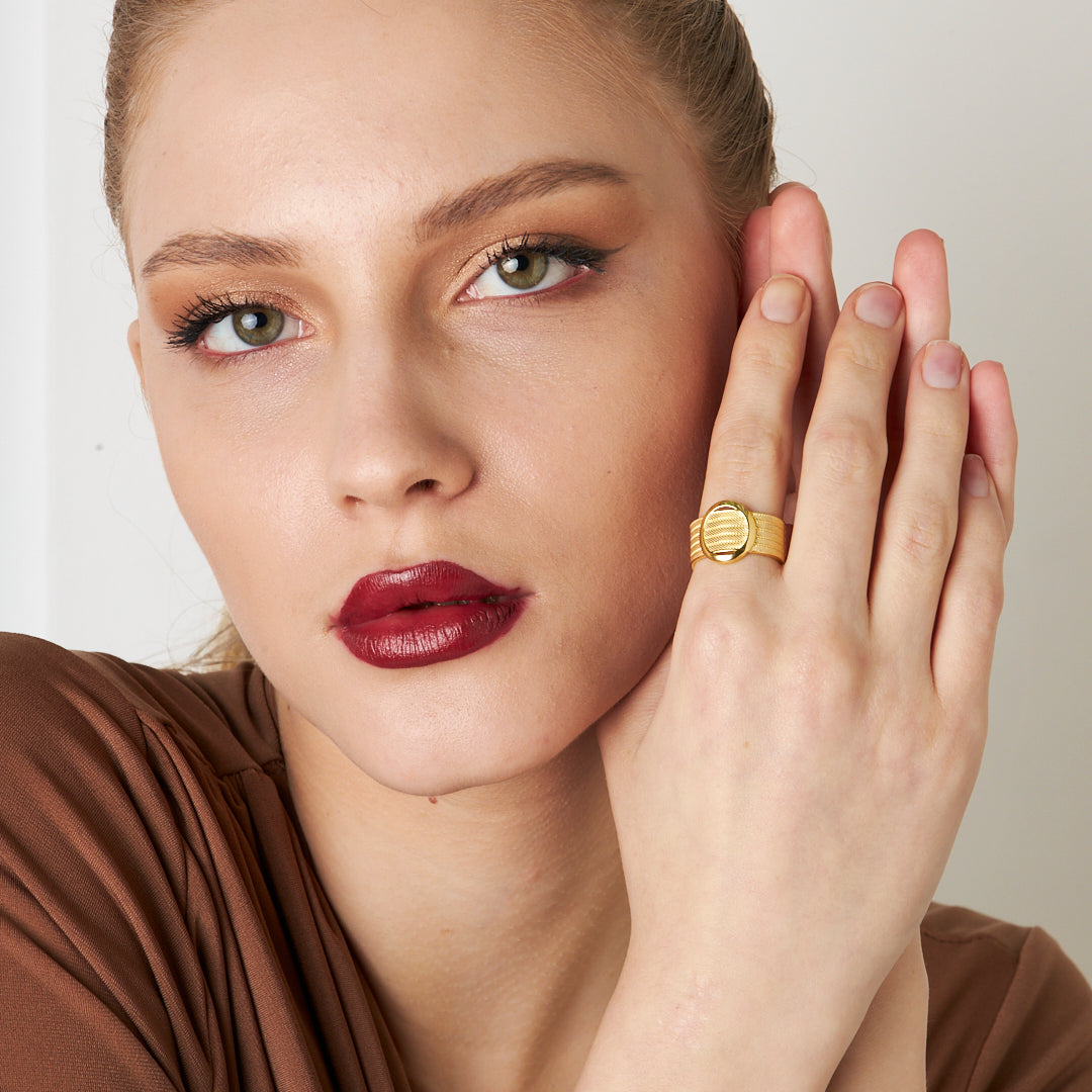 Beş Sıra Oval Örgülü Yüzük - 925 GÜMÜŞ