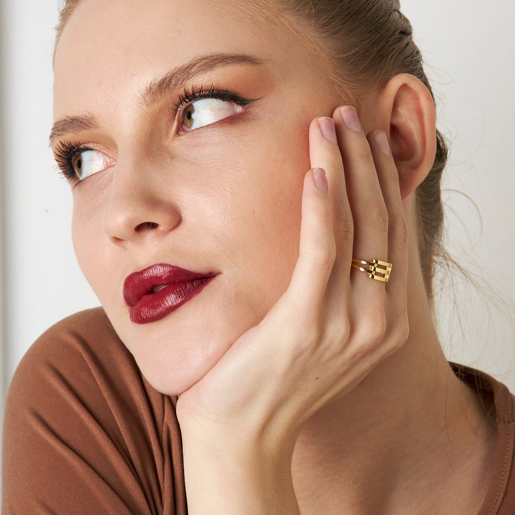 Üçlü Pürüzsüz Kaburga Yüzük - 925 GÜMÜŞ