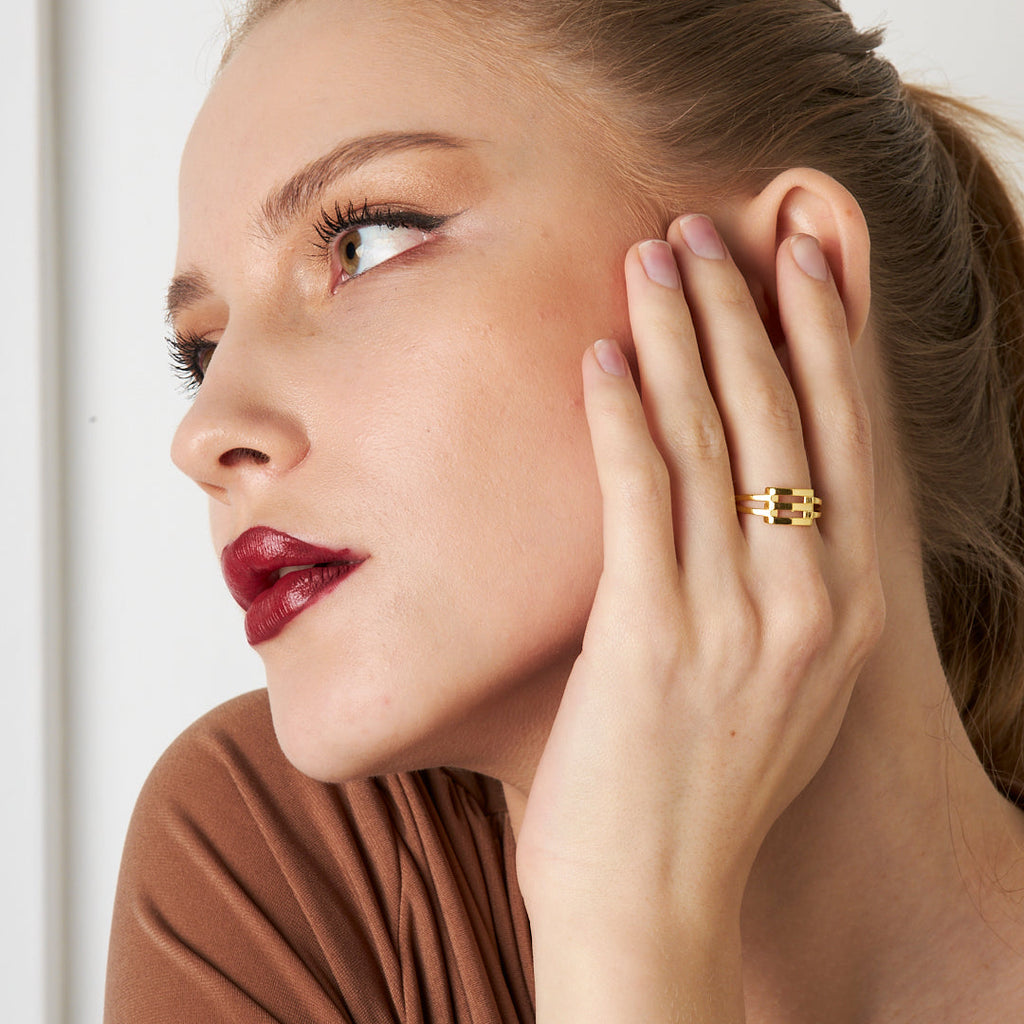 Üçlü Pürüzsüz Kaburga Yüzük - 925 GÜMÜŞ