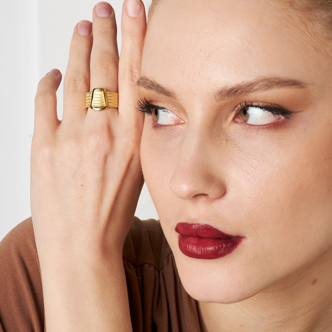 Taşsız Kalın Hasır Yüzük - 925 GÜMÜŞ