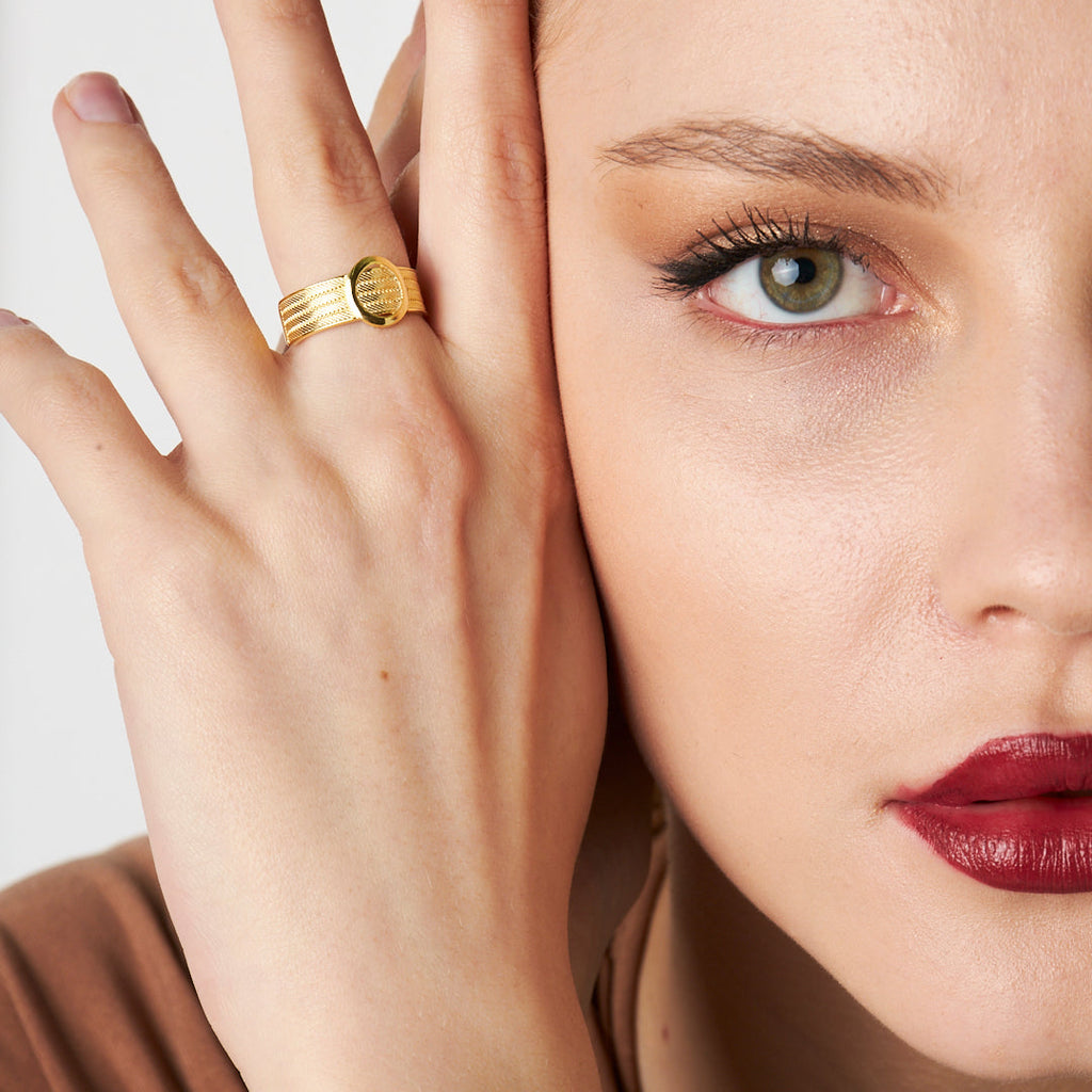 Detaylı Dört Sıralı Yuvarlak Hasır Yüzük - 925 GÜMÜŞ