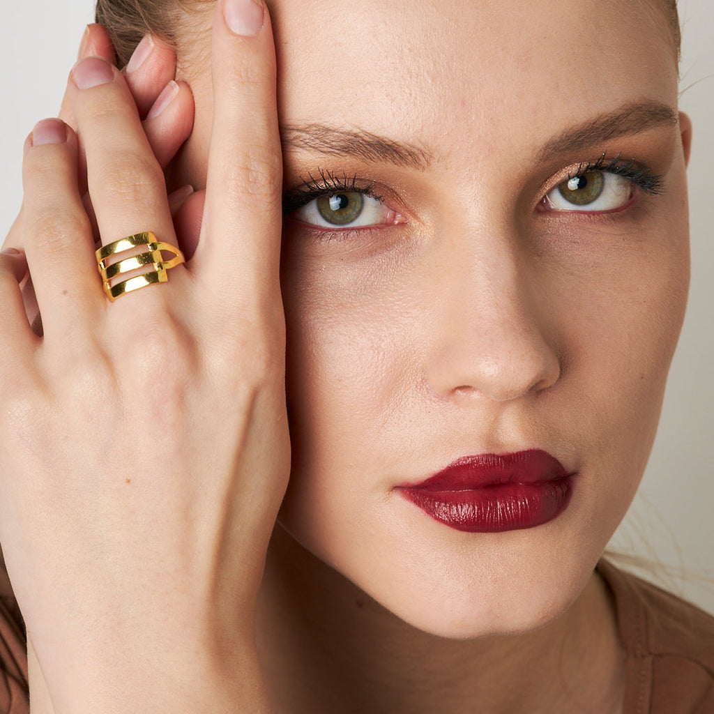 Üç Sıralı Nervürlü Halka - 925 GÜMÜŞ