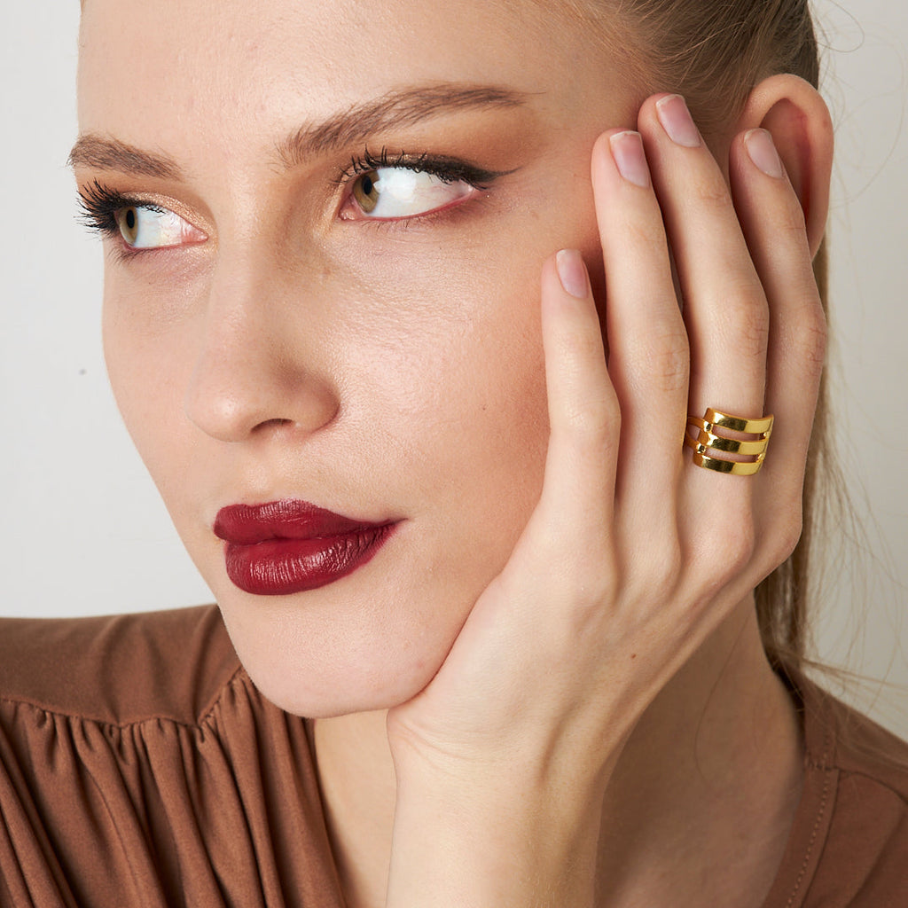 Üç Sıralı Nervürlü Halka - 925 GÜMÜŞ