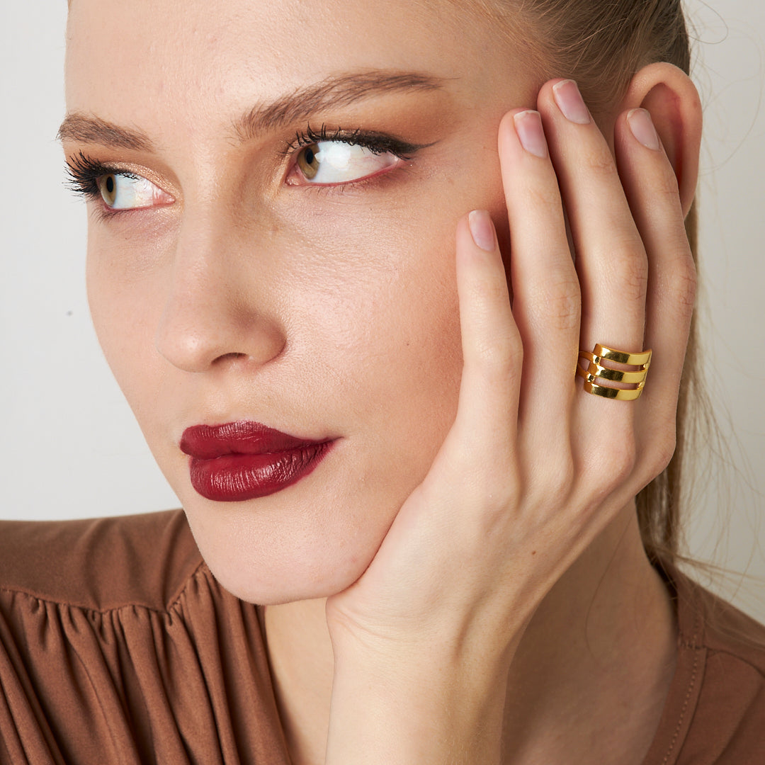 Üç Sıralı Nervürlü Halka - 925 GÜMÜŞ