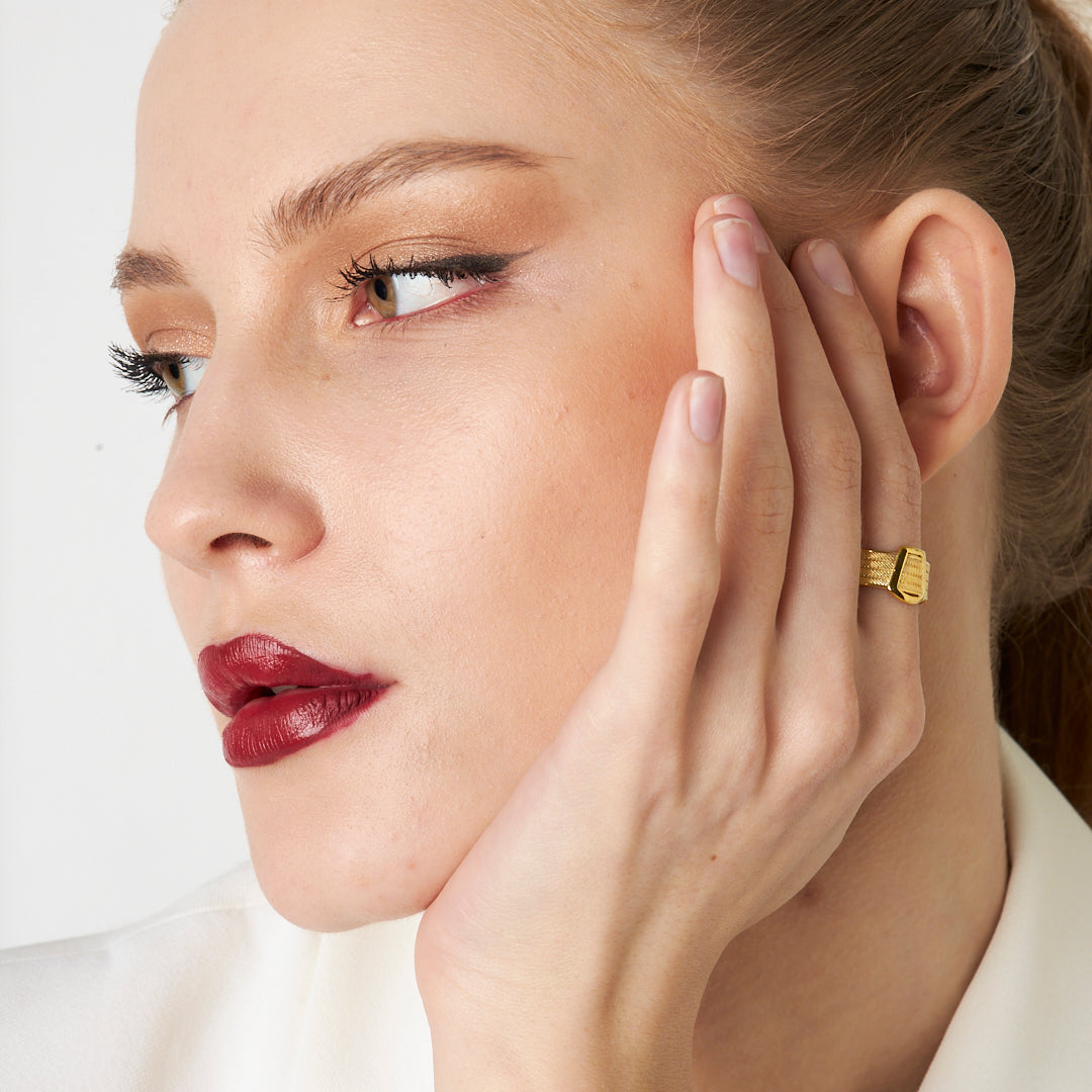 Dört Sıra Klasik Tokalı Hasır Yüzük - 925 GÜMÜŞ