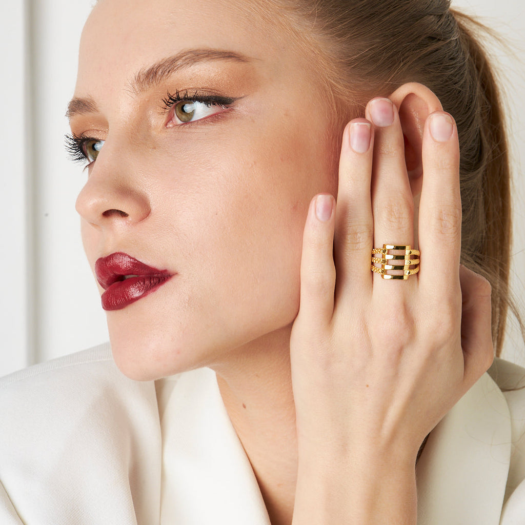 Kenarları Desenli Kaburga Halkası - 925 GÜMÜŞ