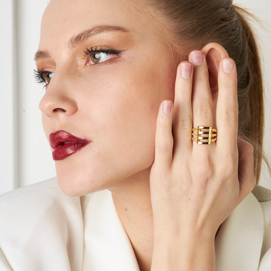 Kenarları Desenli Kaburga Halkası - 925 GÜMÜŞ