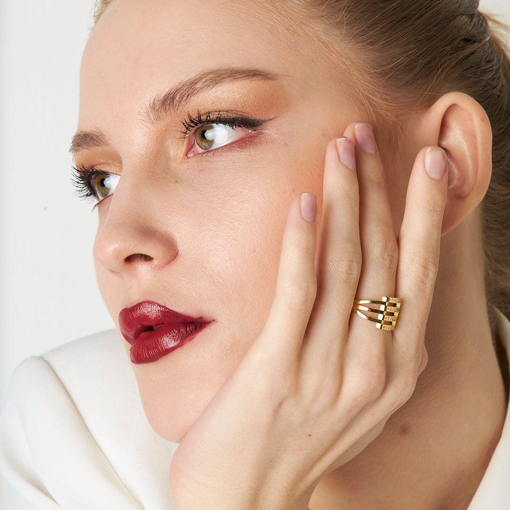 Taşlı Kaburga Yüzük - 925 GÜMÜŞ