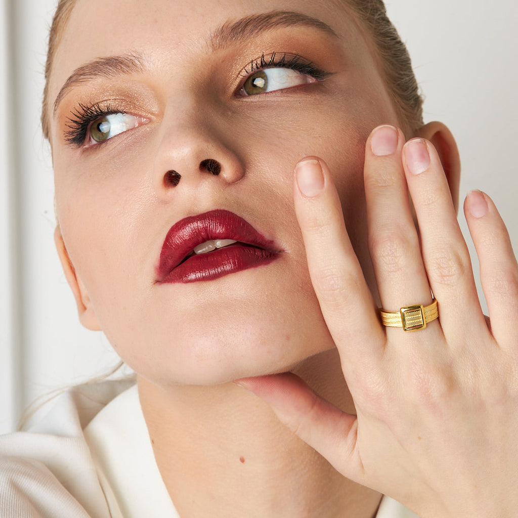 Üç Sıra Taşsız Basit Hasır Yüzük - 925 GÜMÜŞ