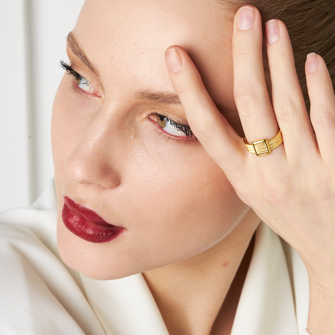 Üç Sıra Taşsız Basit Hasır Yüzük - 925 GÜMÜŞ