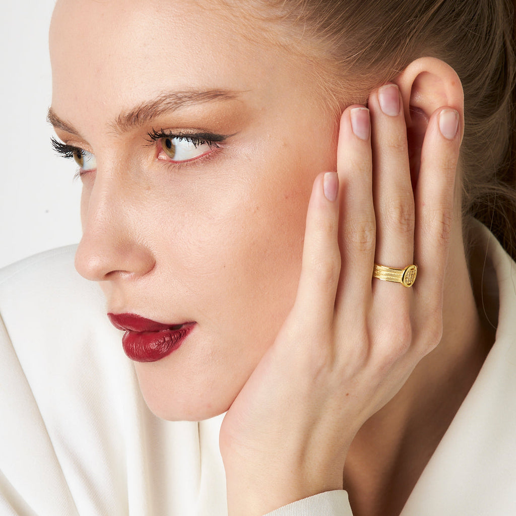 Üç Sıra Taşlı Yuvarlak Model Hasır Yüzük - 925 GÜMÜŞ