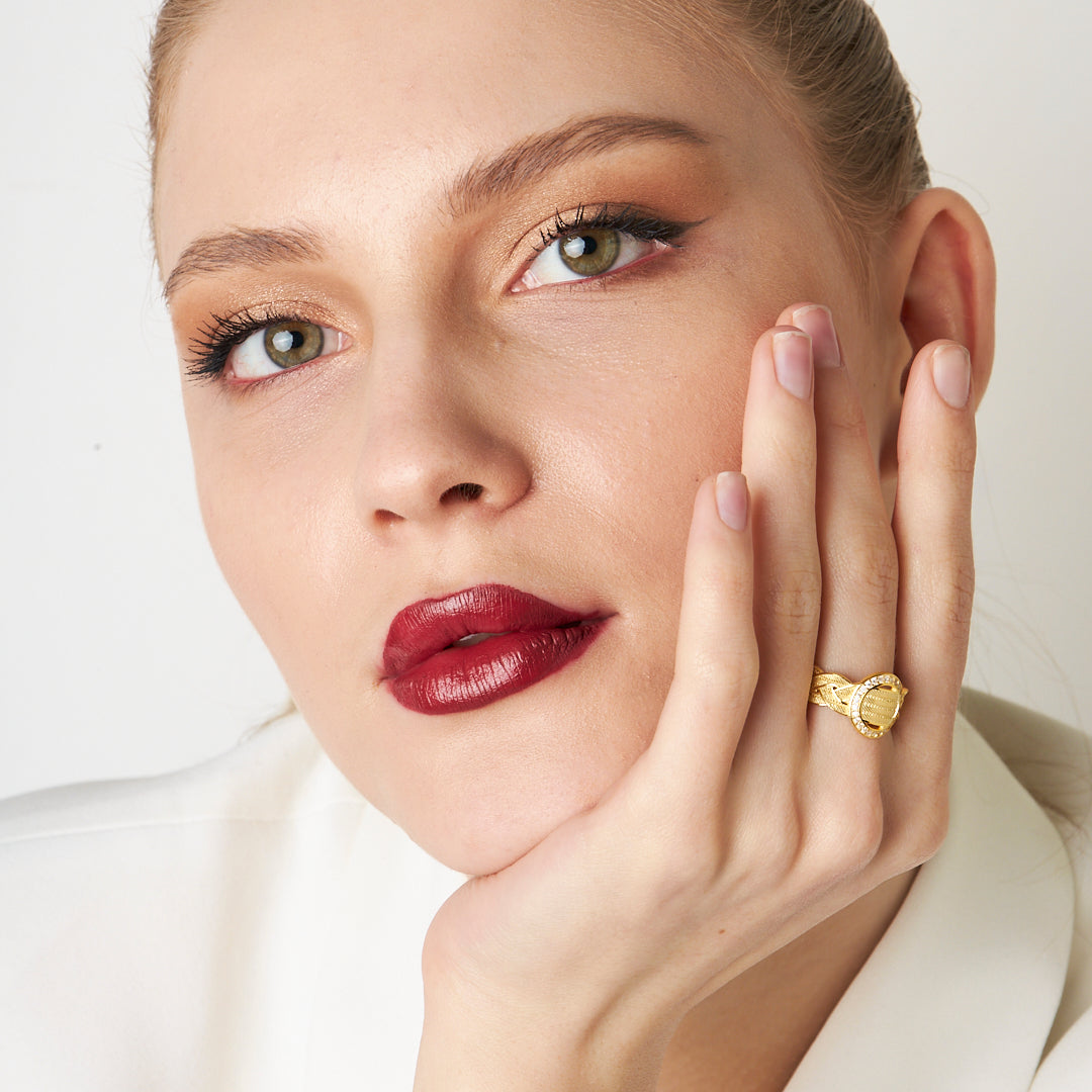 Taşlı Örgü Modeli Yüzük - 925 GÜMÜŞ